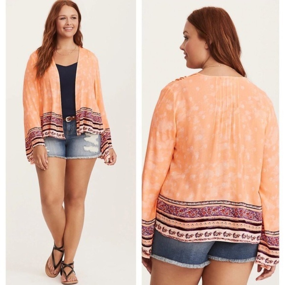 Torrid Peach Open Kimono size 2